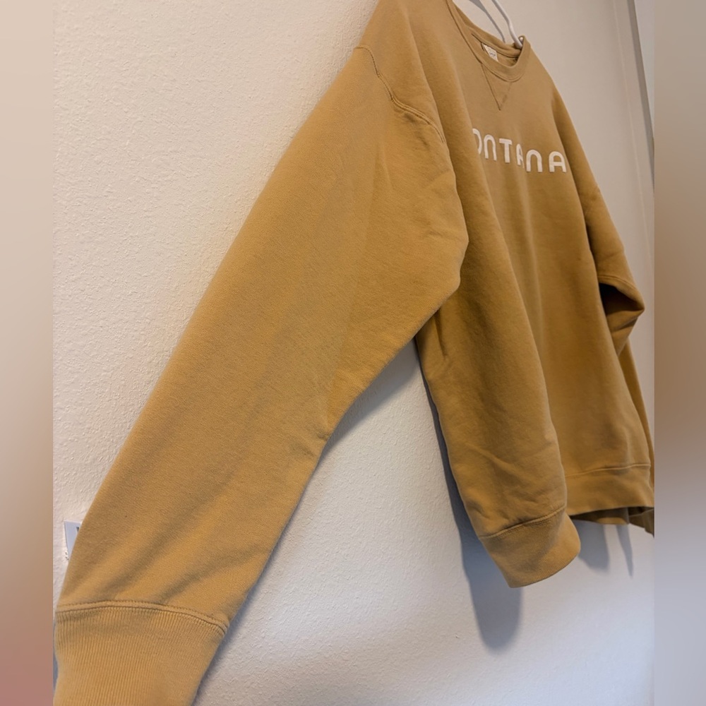 Comfort Wash Montana Puff Print Crewneck Sweatshirt Yellow Unisex Large - Picture 2 of 5